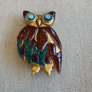 Chico’s Like New Colorful Owl Brooch